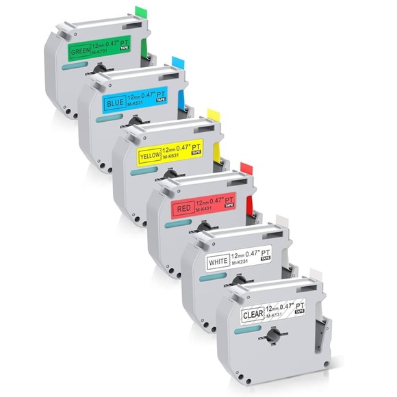 6-Pack Replacement for Brother P Touch M Tape for label printer. - Picture 1 of 1
